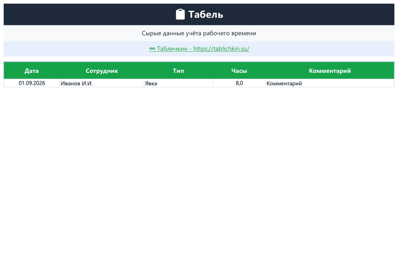 Табель учёта рабочего времени — Excel-шаблон